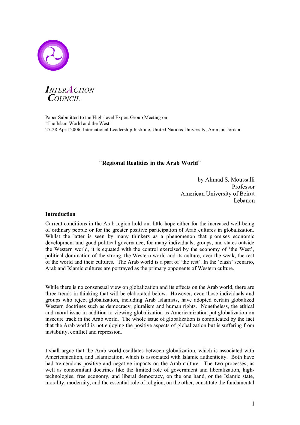 3r. Moussalli (Regional realities in the Arab World)