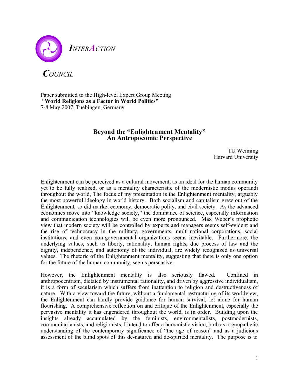 2x. Tu_Beyond the "Enlightenment Mentality