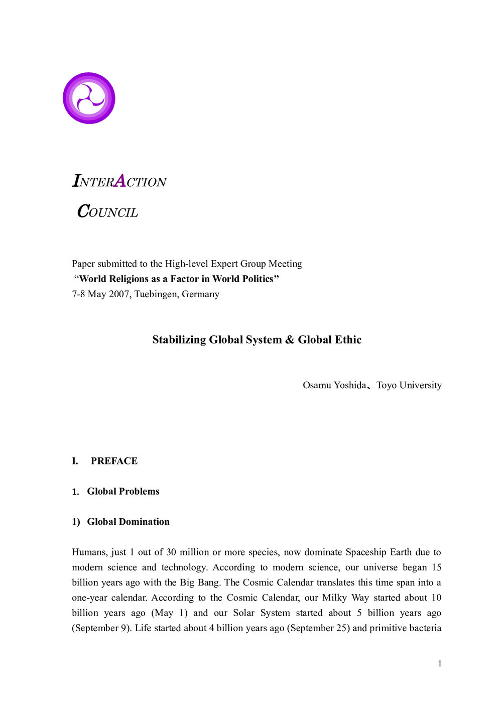 2z2. Yoshida_Stabilizing Global System &amp; Global Ethic