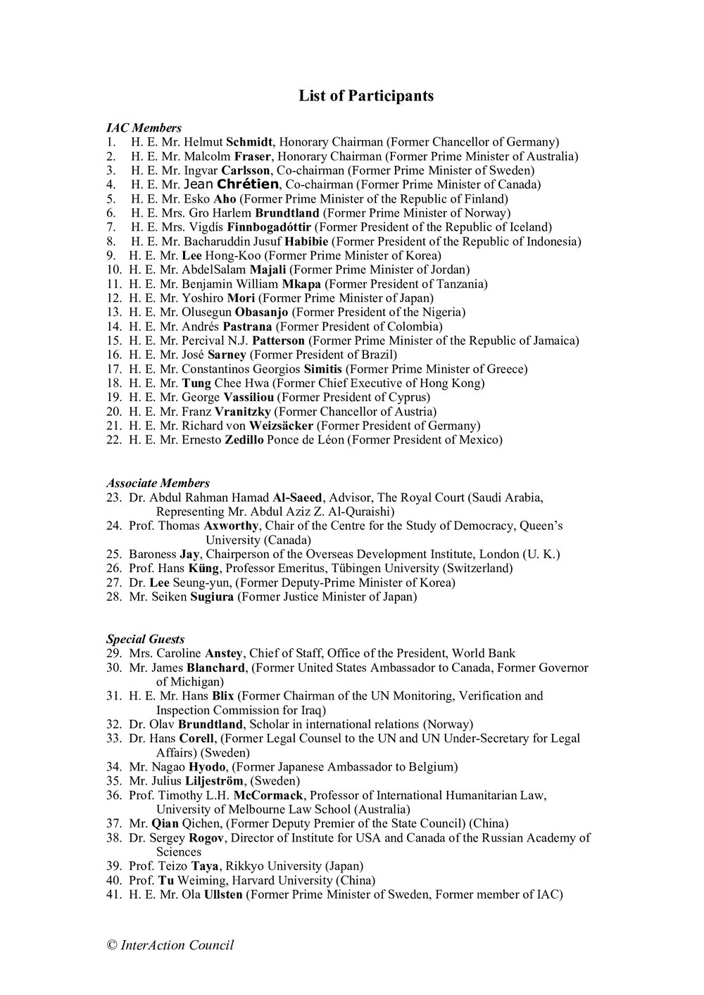 4. Stockholm Plenary LOP [list of participants]