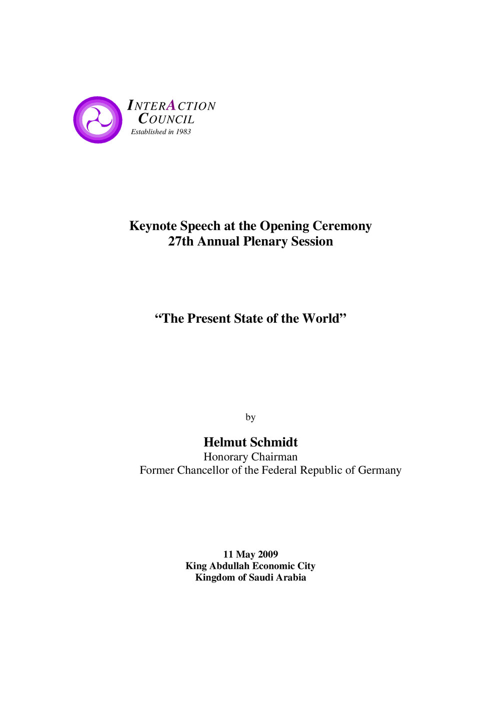 7a. Keynote Speech - Schmidt