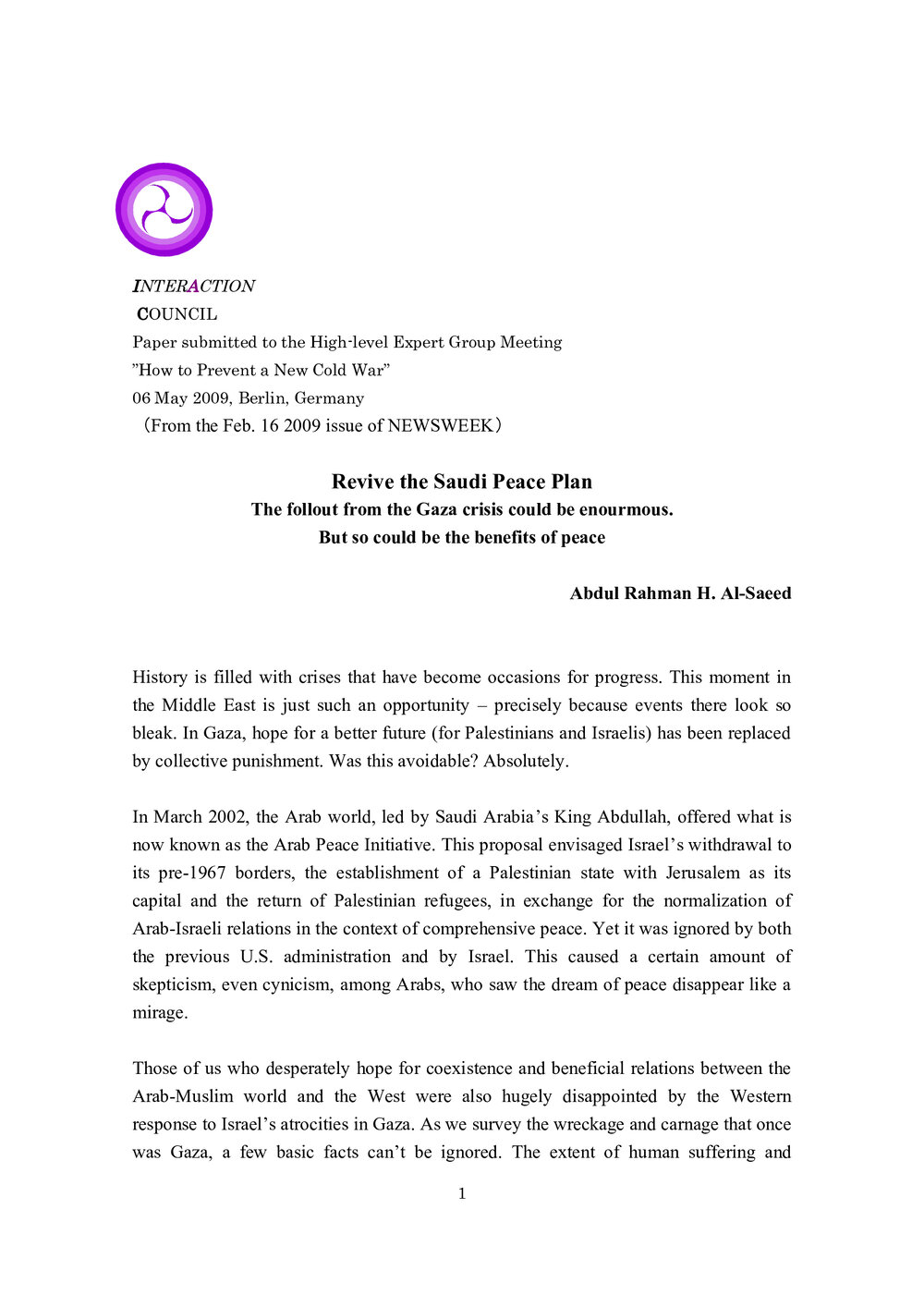 8. Al-Saeed, Revive the Saudi Peace Plan