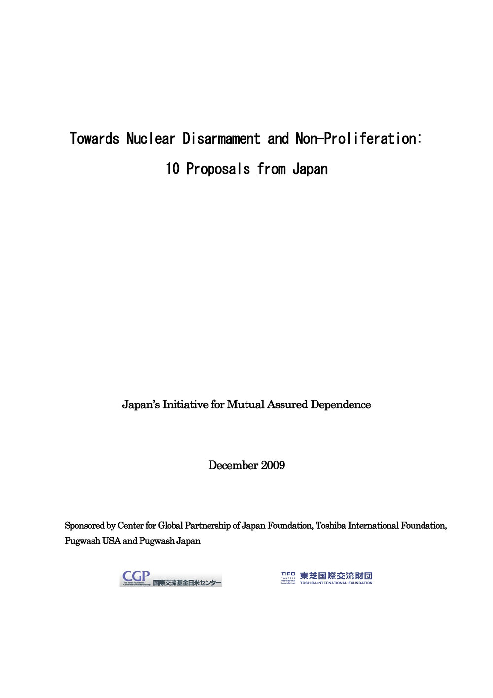 2j. Suzuki, Towards Nuclear Disarmament and Non-Proliferation