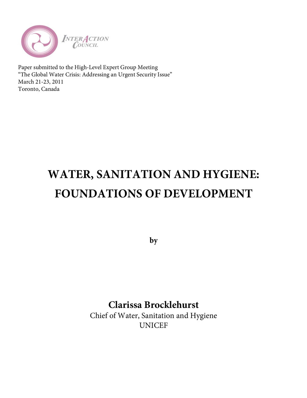 2c. Brocklehurst -Water, Sanitation &amp; Hygiene