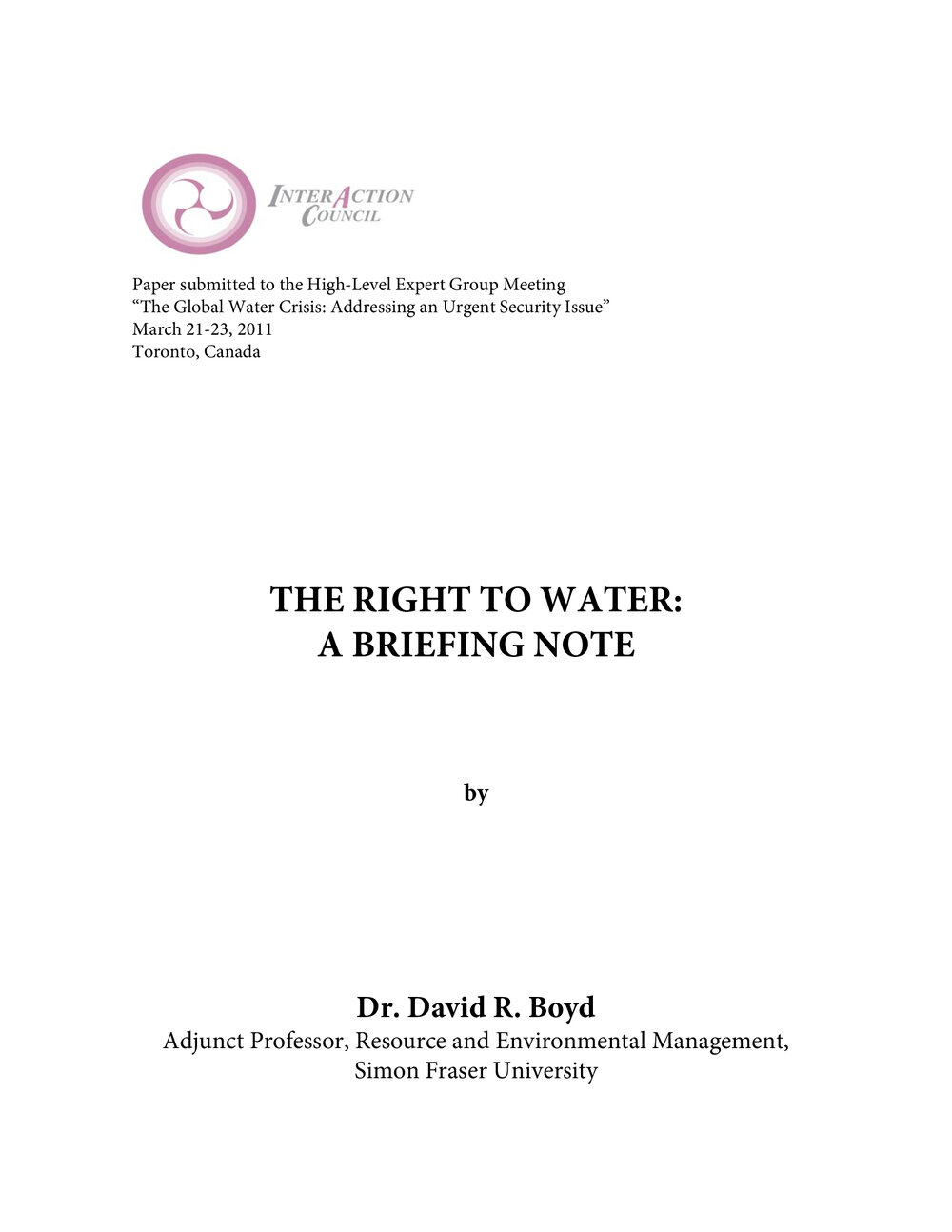2b. Boyd - The right to water