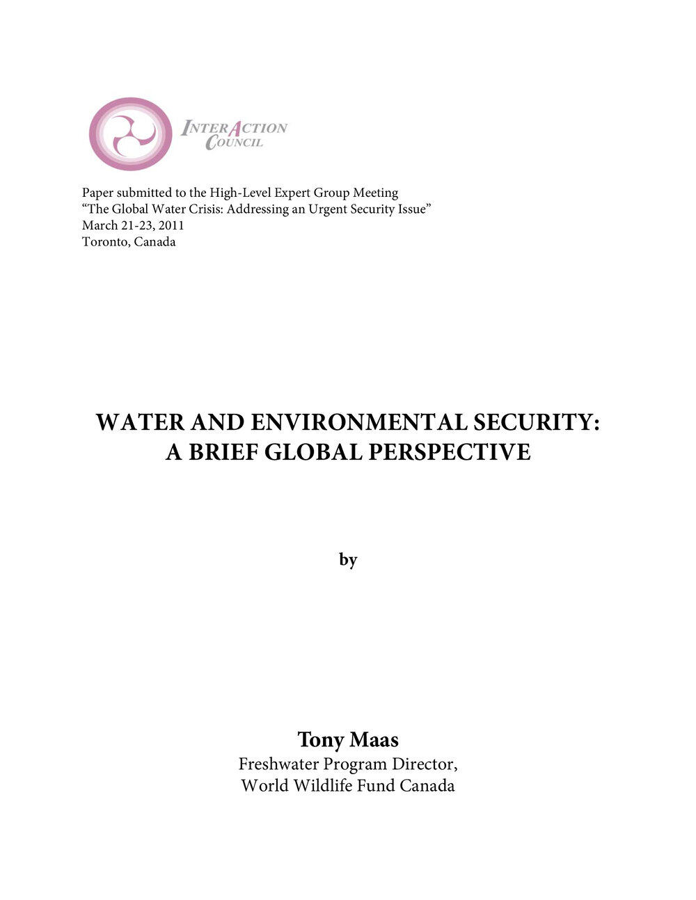2d. Maas - Water &amp; Environmental Security