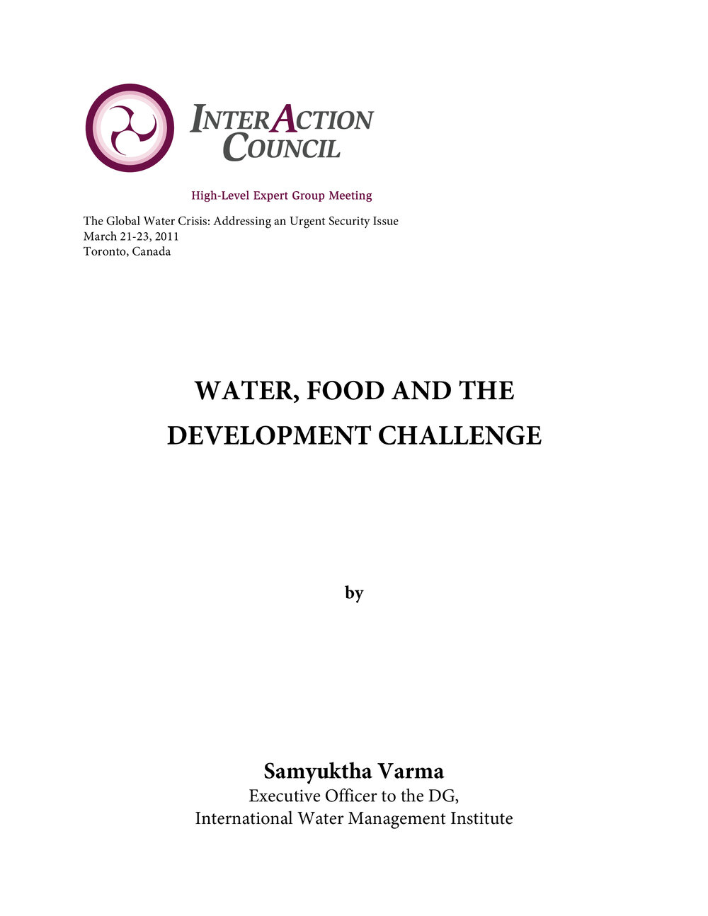 2f. Varma - Water, food &amp; deveLOP [list of participants]ment challenge