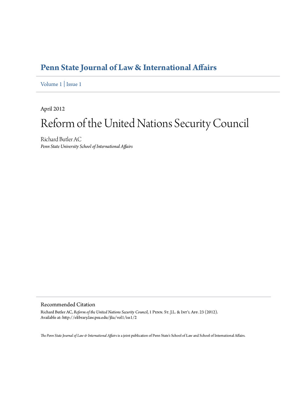 8d. Butler - Reform of the UN Security Council