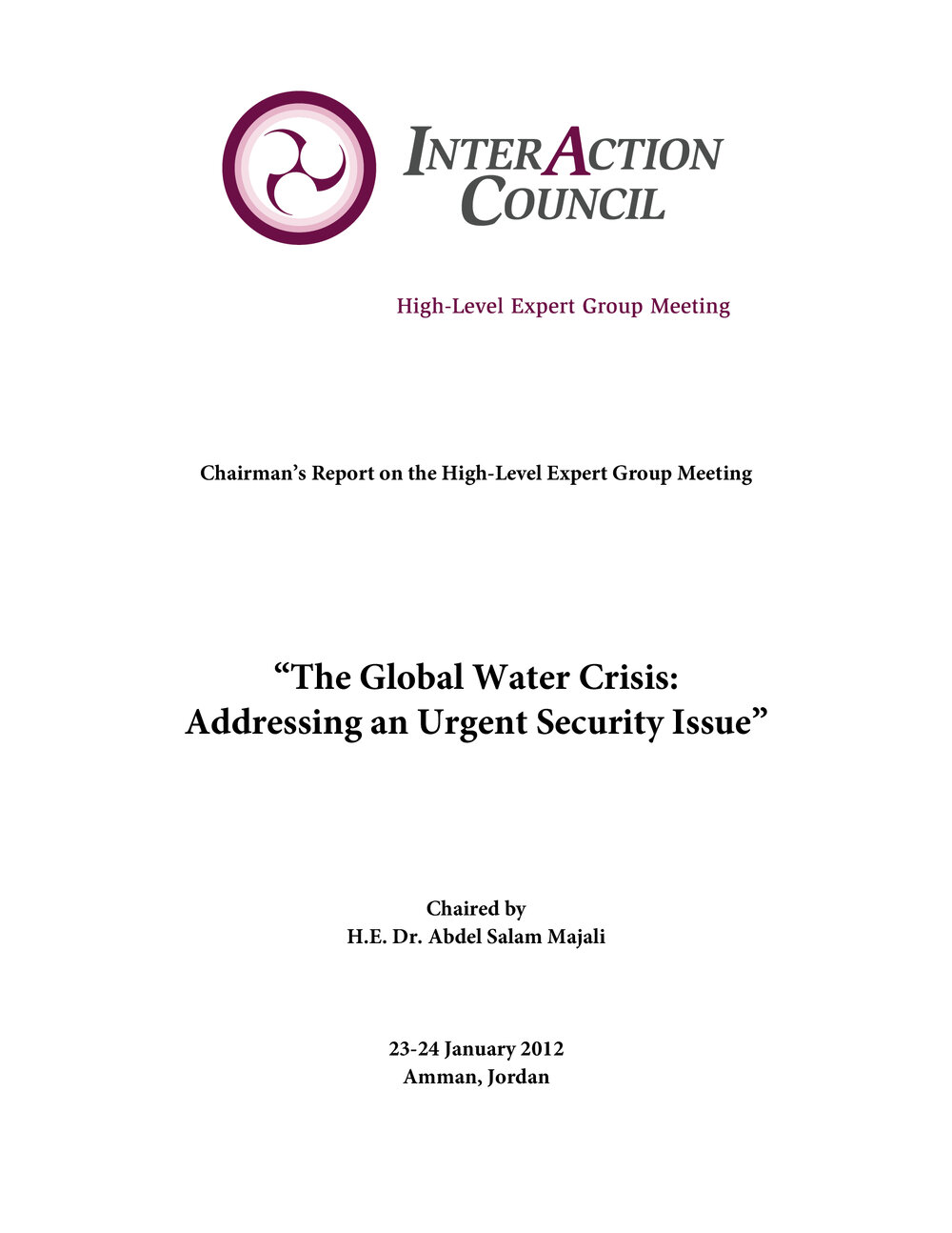 2. EG [expert group] Report - Water