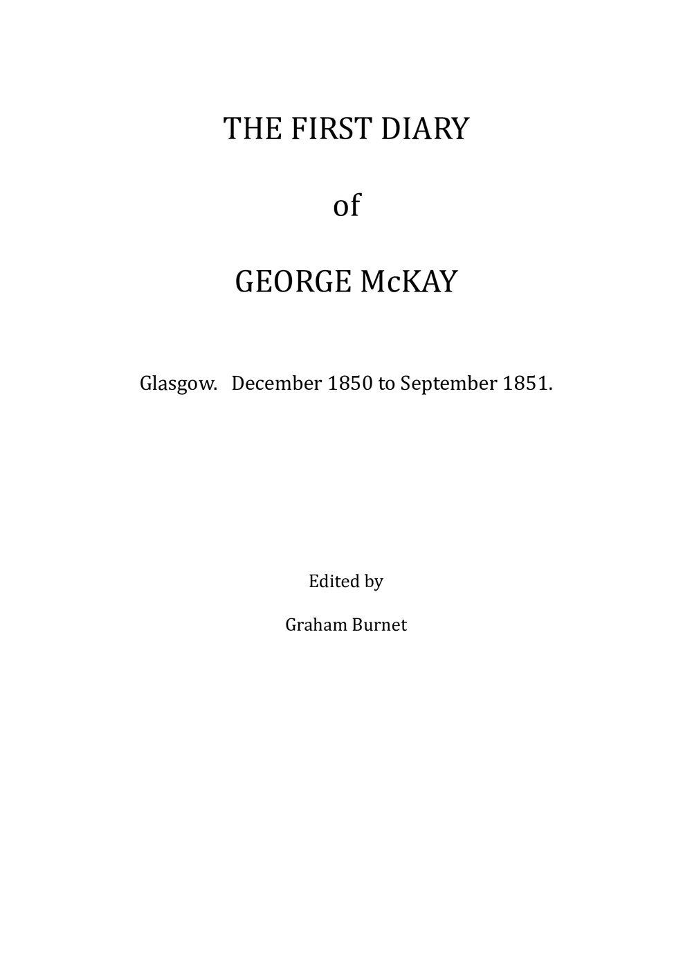 The  First Diary of George McKay