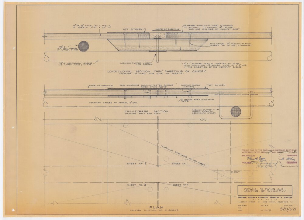 Details of Fixing and Jointing of 'ALUMPLY', Sidney Myer Music Bowl