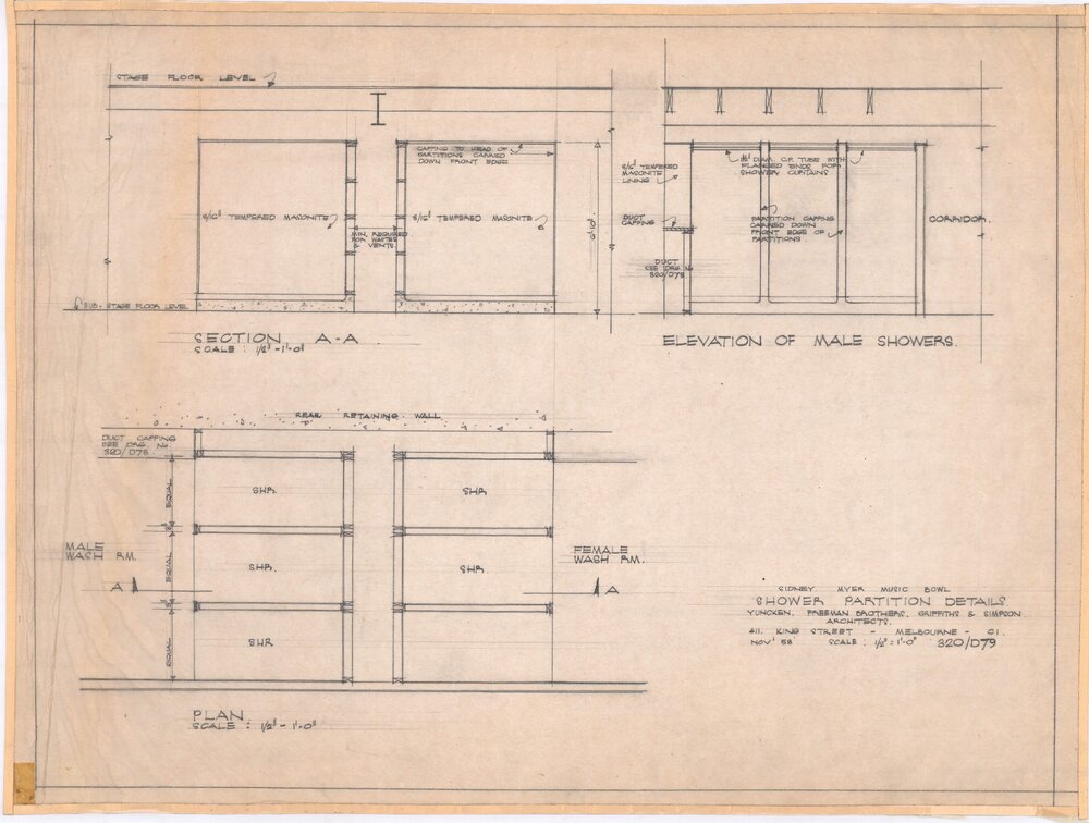 Sidney Myer Music Bowl Shower Partition Details