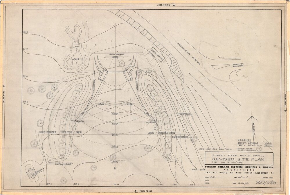 Sidney Myer Music Bowl, Revised Site Plan (See Drg No 320/D30)