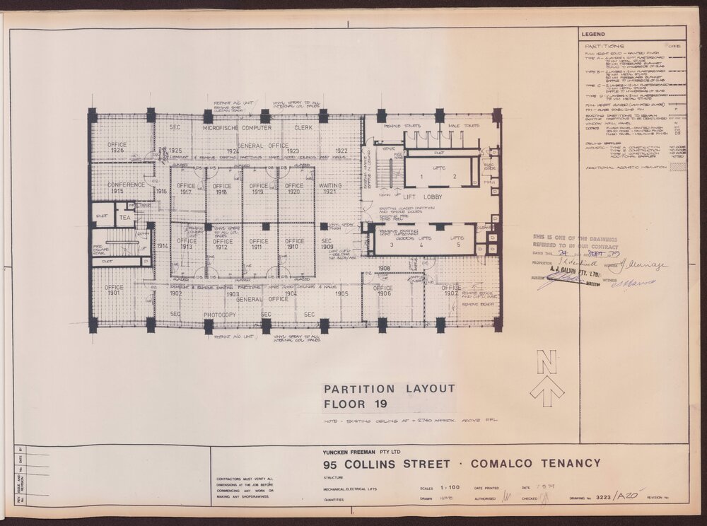 '95 Collins Street, Comalco Tenancy, Partition layout, Floor 19