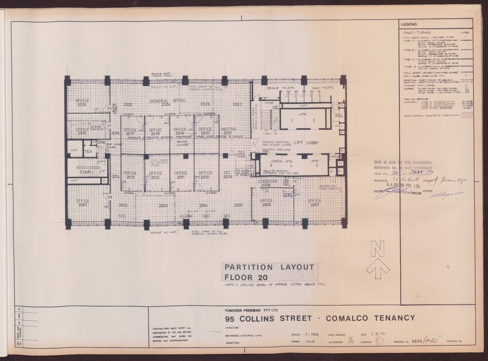 '95 Collins Street, Comalco Tenancy, Partition layout, Floor 20