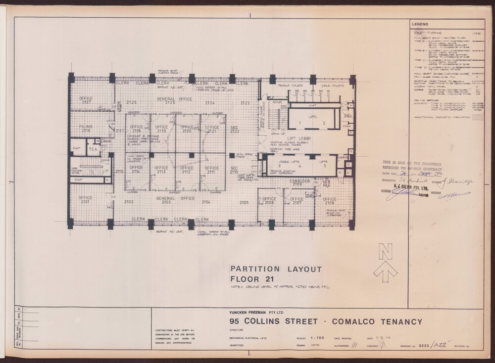 '95 Collins Street, Comalco Tenancy, Partition layout, Floor 21