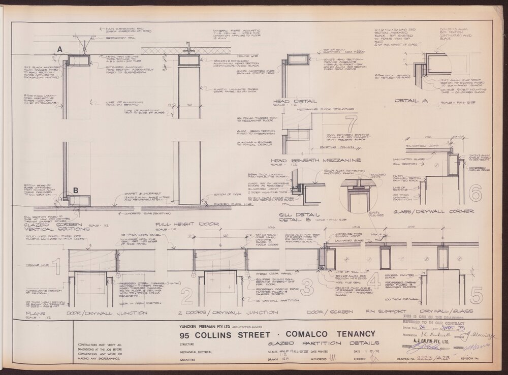 '95 Collins Street, Comalco Tenancy, Glazed partition details