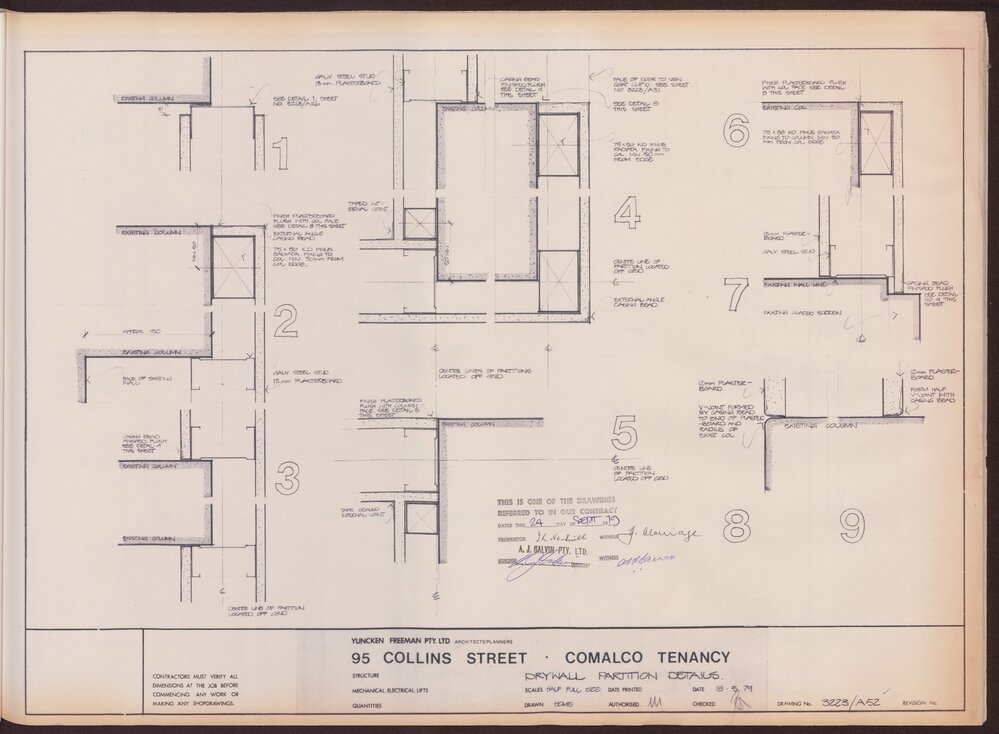 '95 Collins Street, Comalco Tenancy, Drywall partition details