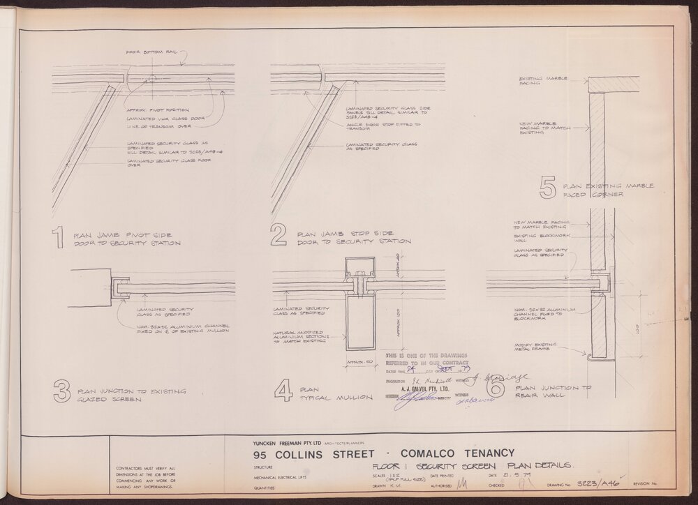 '95 Collins Street, Comalco Tenancy, Floor, security screen plan details
