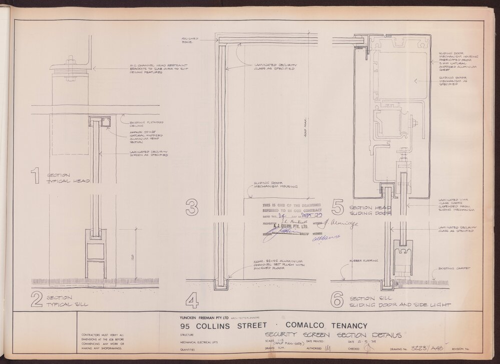 '95 Collins Street, Comalco Tenancy, Security screen section details