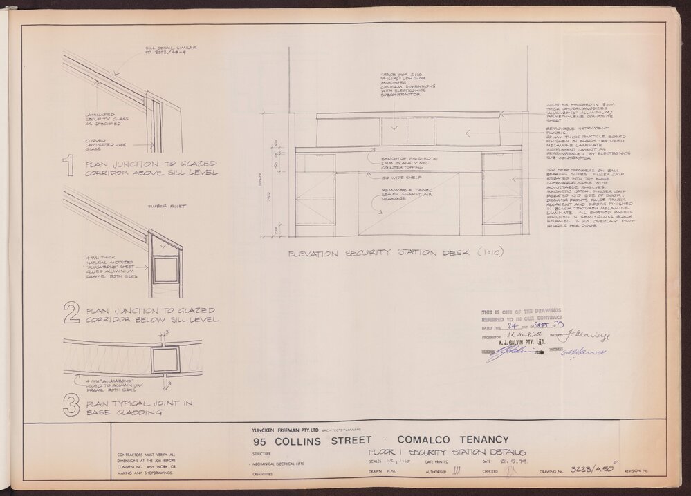 '95 Collins Street, Comalco Tenancy, Security screen station details