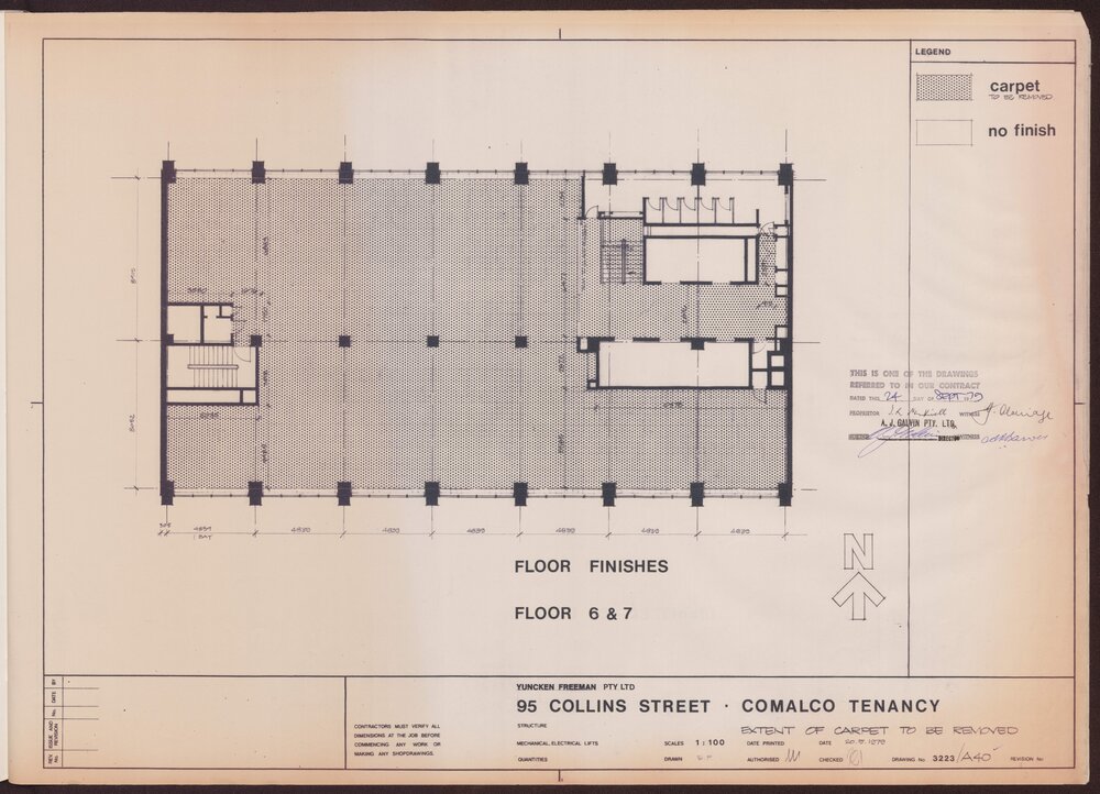 '95 Collins Street, Comalco Tenancy, Extent of carpet to be removed