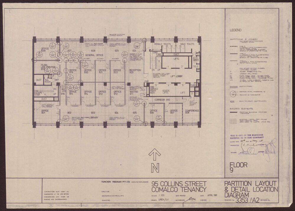 '95 Collins Street, Comalco Tenancy, Partition layout and detail location diagram