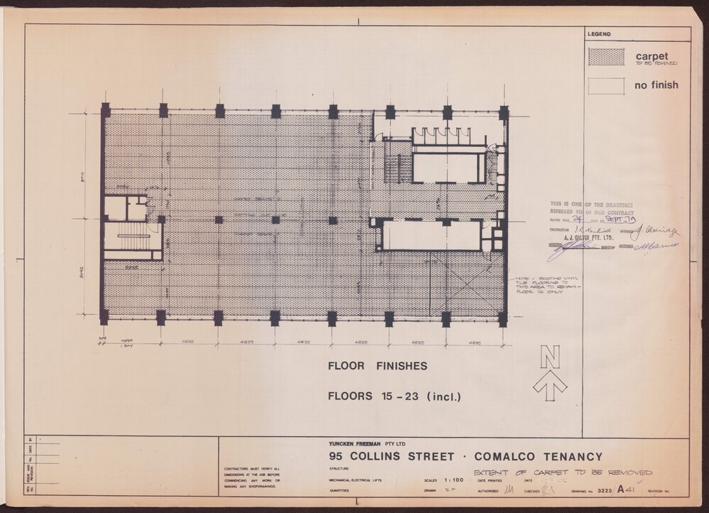 '95 Collins Street, Comalco Tenancy, Extent of carpet to be removed
