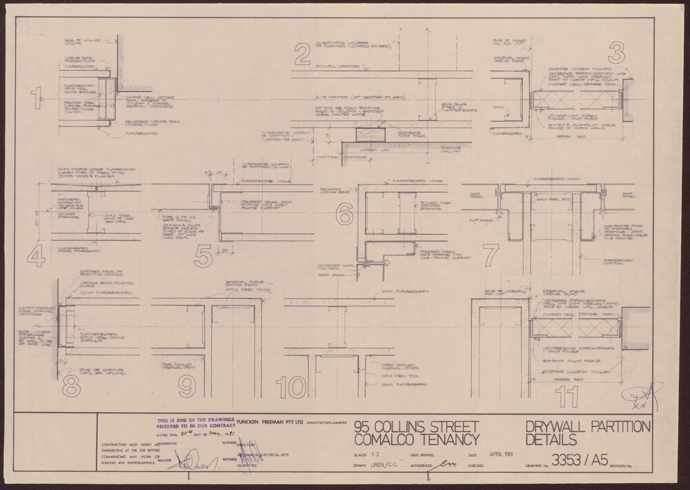 '95 Collins Street, Comalco Tenancy, Drywall partition details