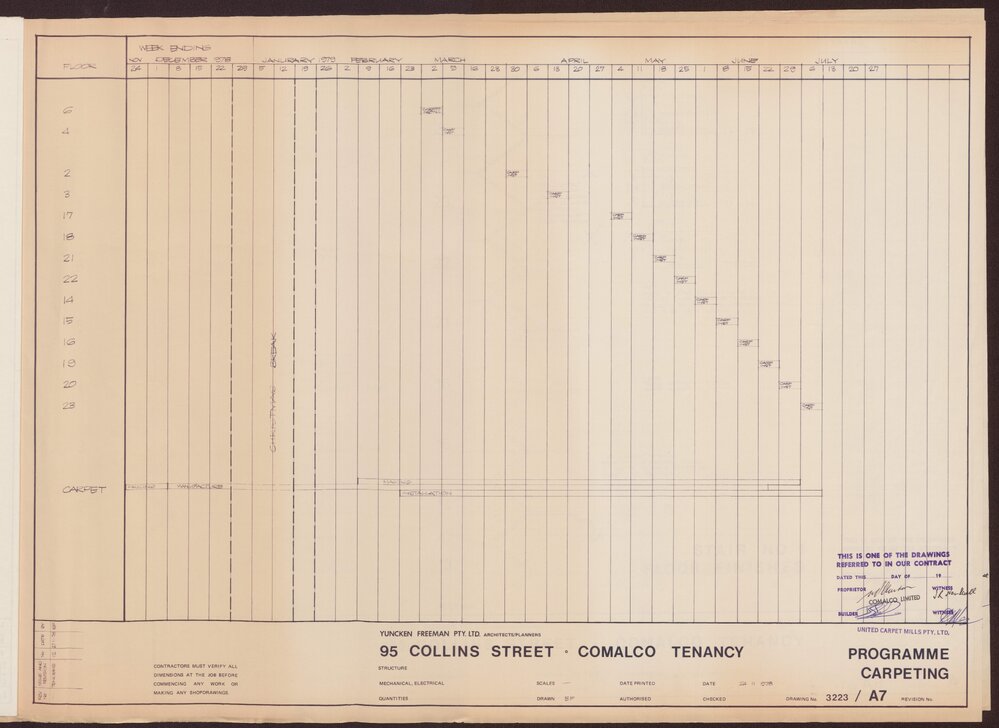 '95 Collins Street, Comalco Tenancy, Programme carpenting