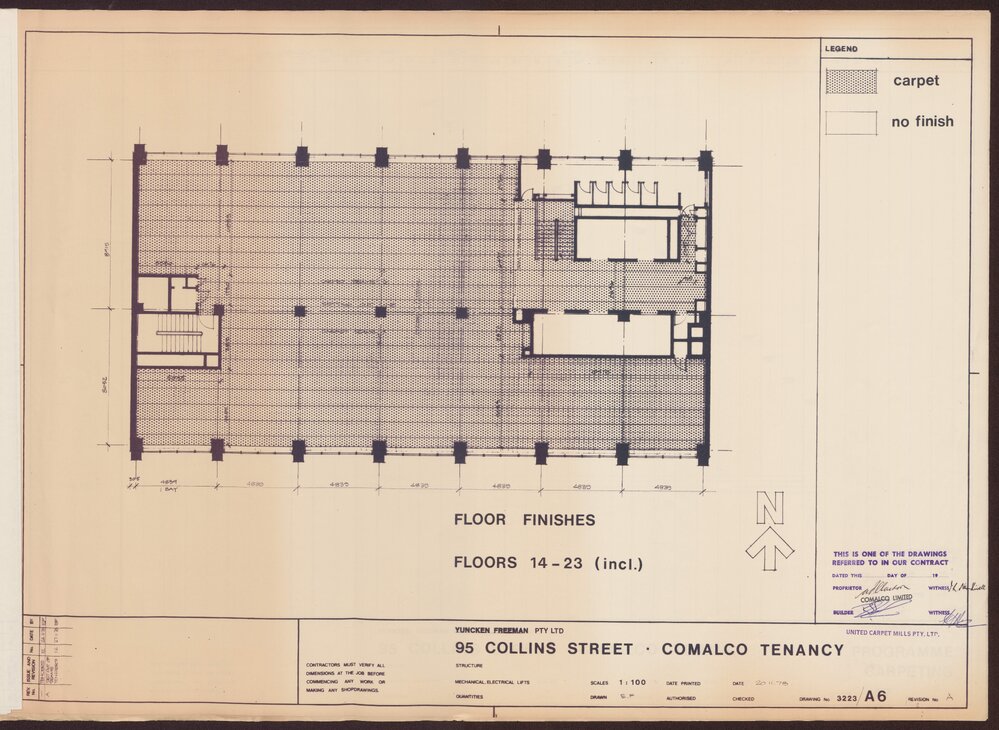'95 Collins Street, Comalco Tenancy, Floor finishes, Floors 14-23