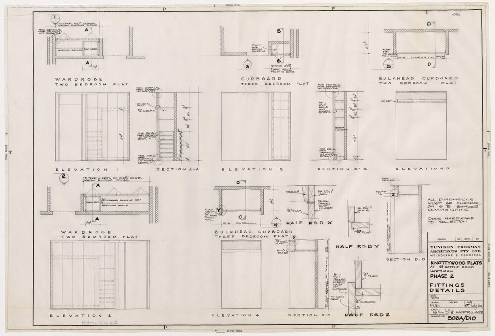 Knottywood Flats, at 63 Wattle Road, Hawthorn. Fitting Details