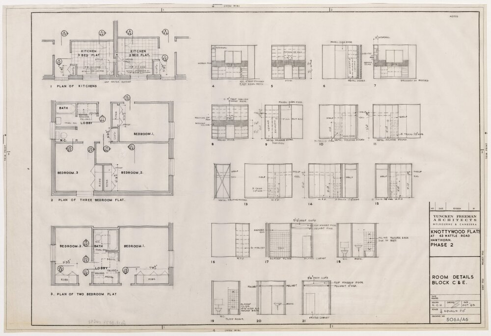 Knottywood Flats, at 63 Wattle Road, Hawthorn. Room Details Block C and E