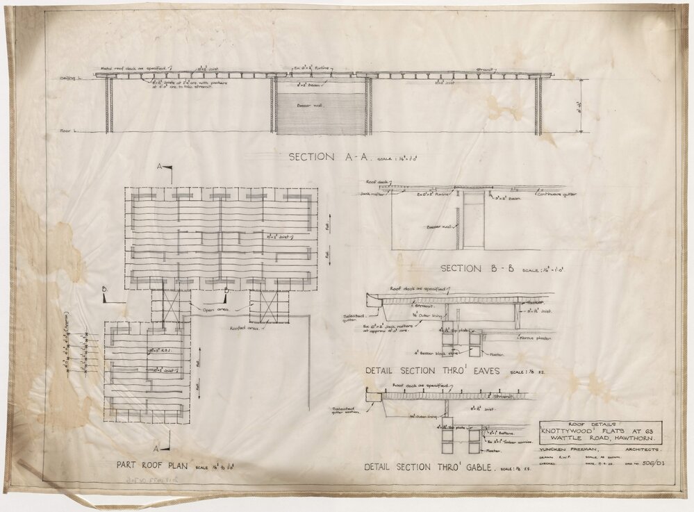 Knottywood Flats, at 63 Wattle Road, Hawthorn. Roof Details