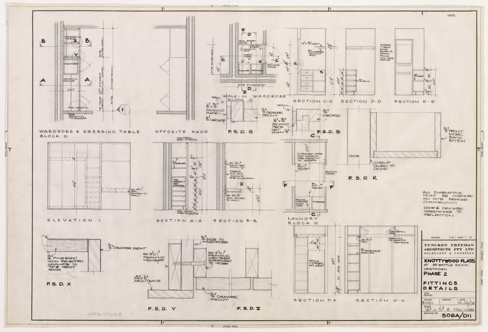 Knottywood Flats, at 63 Wattle Road, Hawthorn. Fitting Details