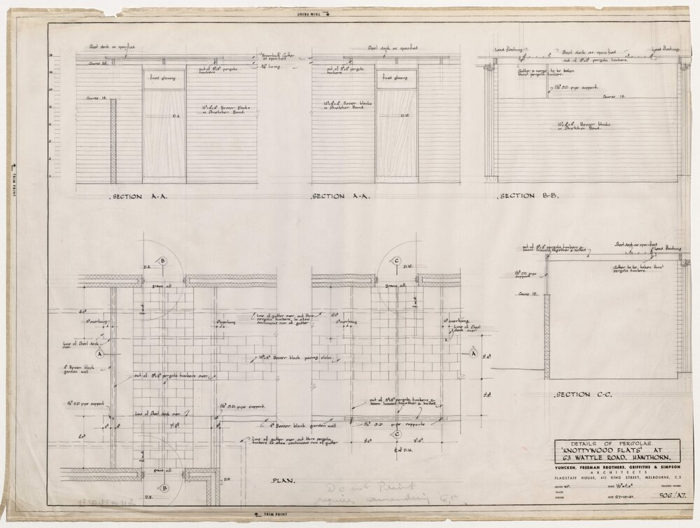 Knottywood Flats, at 63 Wattle Road, Hawthorn. Details of Pergolas