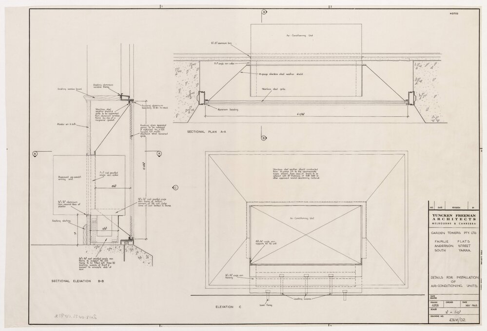 Flats in Anderson Street, South Yarra for Garden Towers Pty Ltd. Details for Installation of Air-Conditioning Units