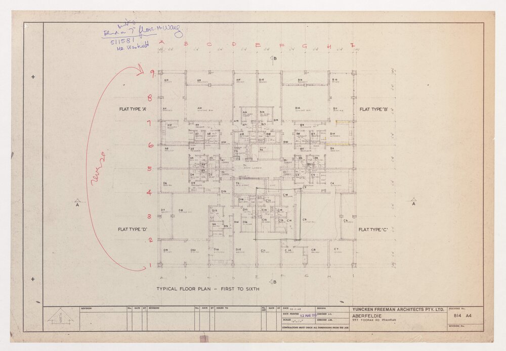 Aberfeldie Flats, 557 Toorak Rd, Typical Floor Plan - First to Sixth