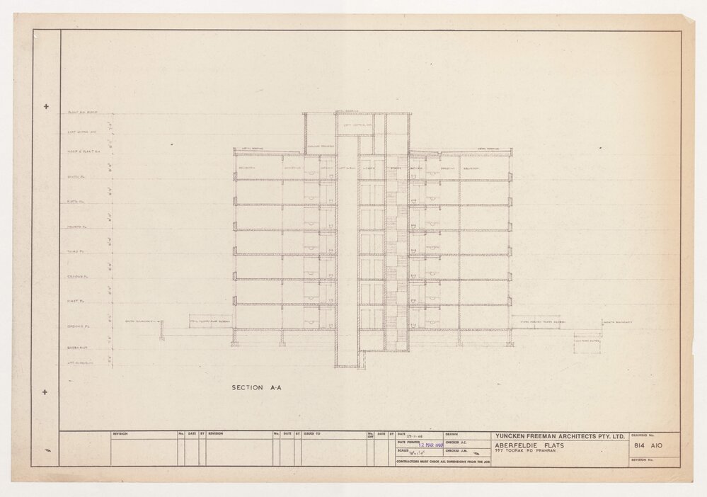 Aberfeldie Flats, 557 Toorak Rd, Section A-A