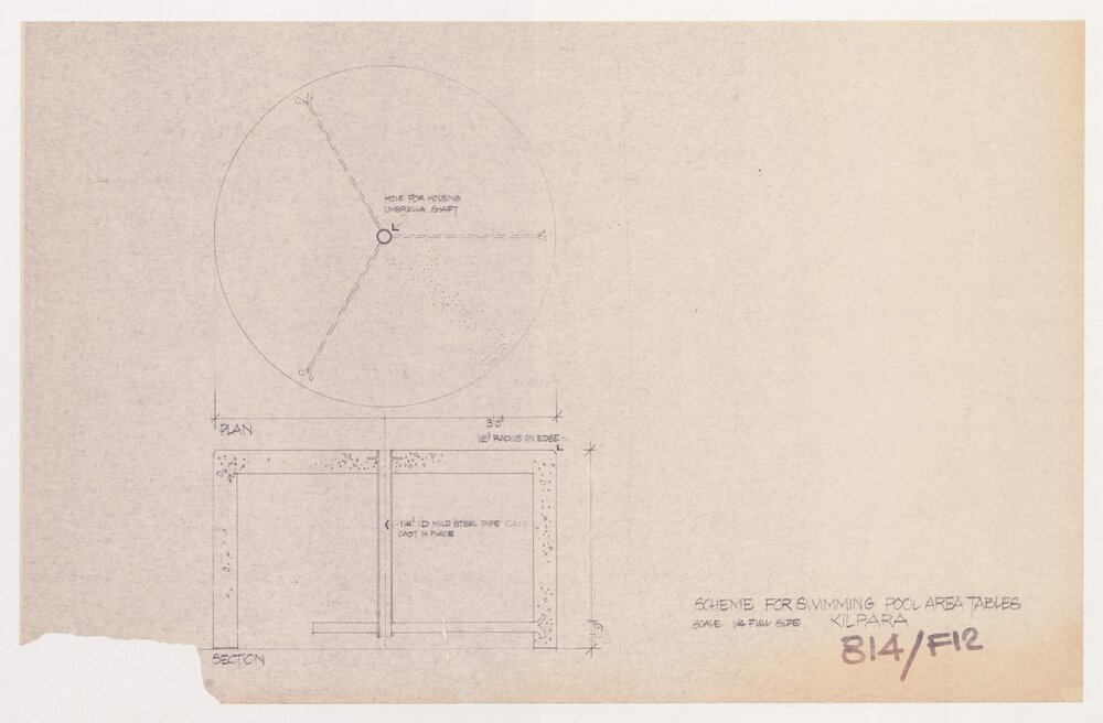 [Aberfeldie Flats] Kilpara, scheme for swimming pool area tables