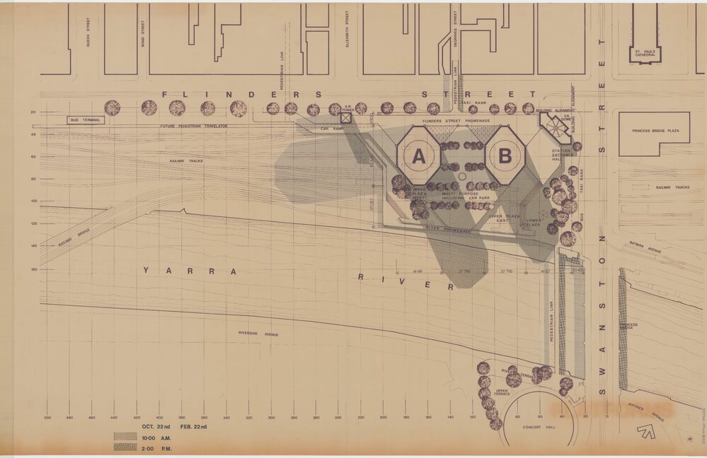 Flinders Gate Project Site Plan [shadow diagram, October and February]