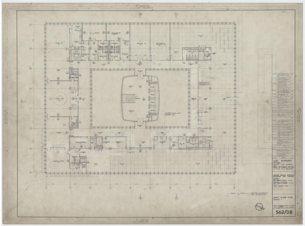 State Government Offices, Treasury Place Melbourne, First Floor Plan, Stage 1