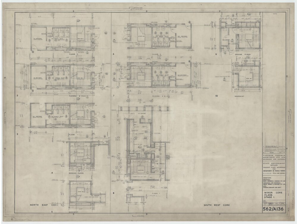 State Government Offices, Treasury Place Melbourne,  Stage 1, Minor Core Plans