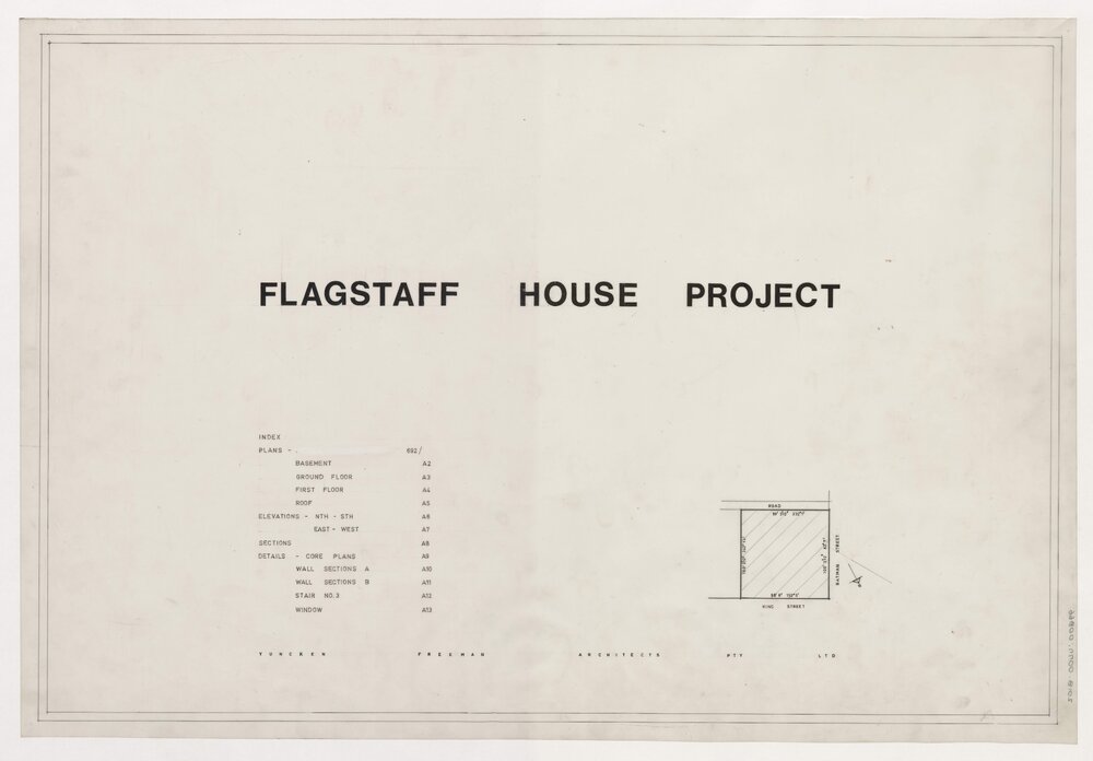 Flagstaff House Project, Index to Drawings