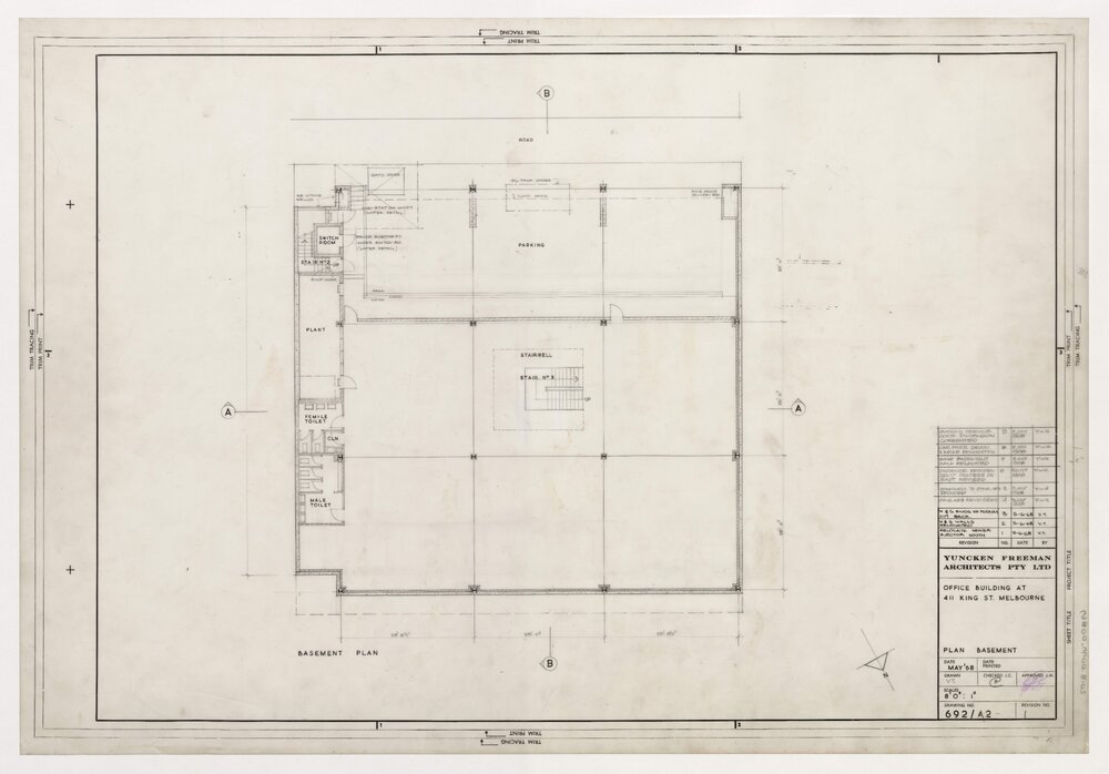Office Building at 411 King St, Melbourne. Plan Basement