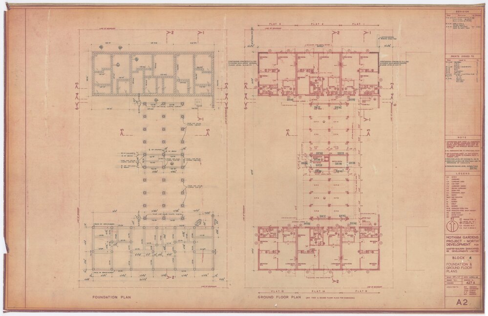 Hotham Gardens Project, North Development - Block 4 Foundation and Ground Floor Plans