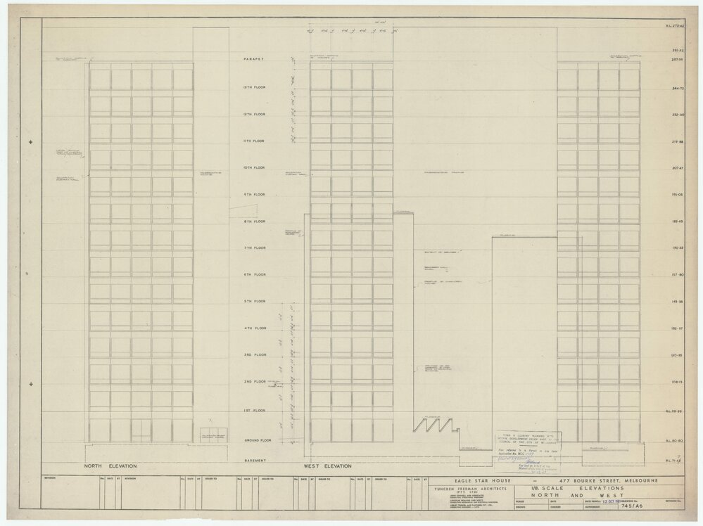 Eagle Star House, 1/8th scale, elevations, North and West