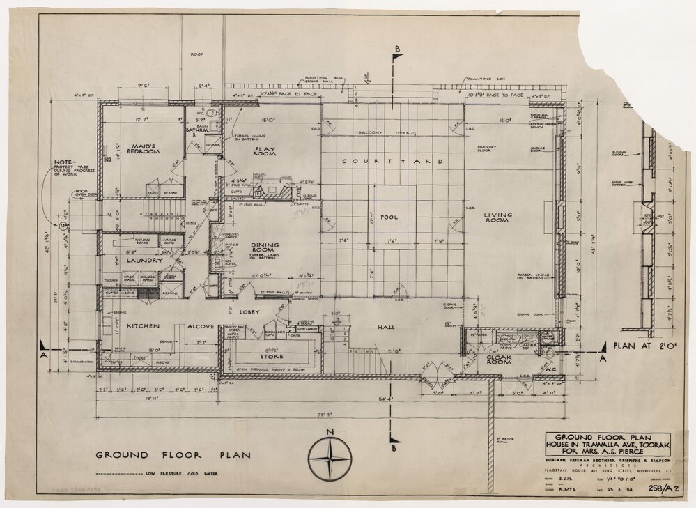 House in Trawall Avenue, Toorak, for Mrs. A S Pierce. Ground Floor Plan