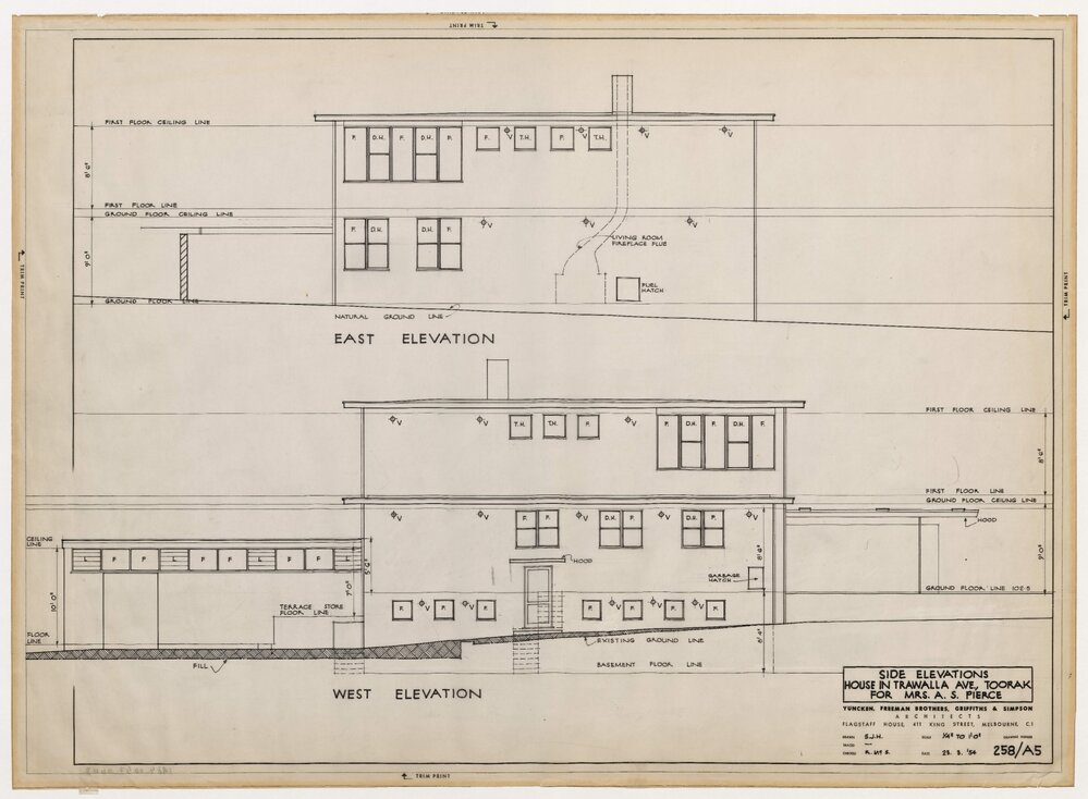 House in Trawall Avenue, Toorak, for Mrs. A S Pierce. Side Elevations