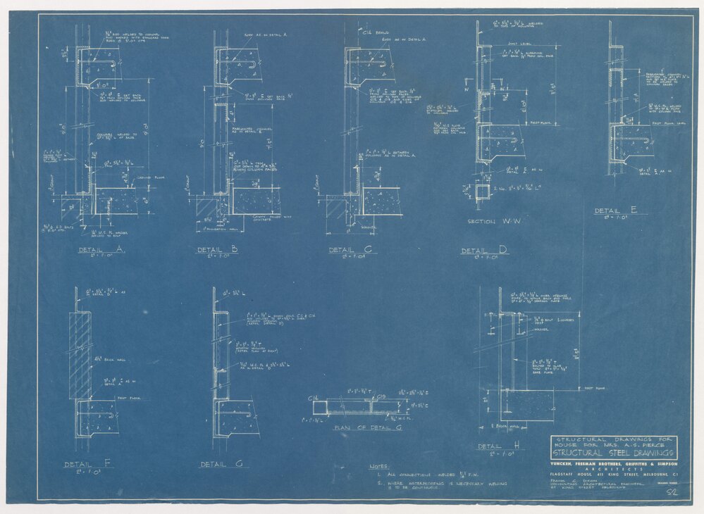 House in Trawall Avenue, Toorak, for Mrs. A S Pierce. Structural Steel Drawings
